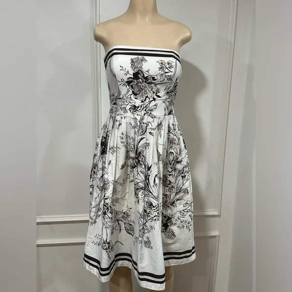 Ann Taylor | Dresses | Anntaylor Womens Floral Cotton Strapless Pleated  Aline Fit Flare Dress Size4 | Poshmark